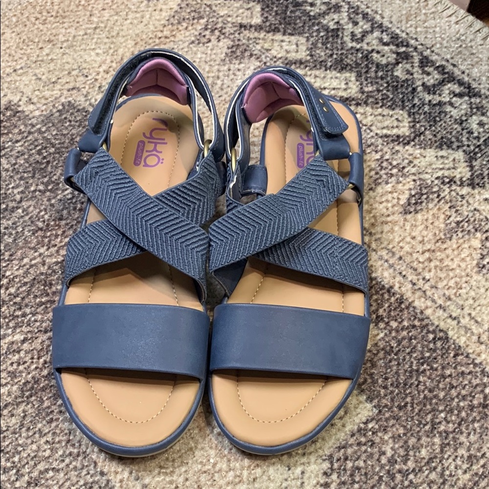 Ryka ELISE sandals new QVC Velcro elastic blue 10